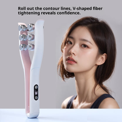 Micro-Current Face Sculpting Roller - V-Shape Facial Contouring Tool for Lifted, Defined Jawline & Reduced Puffiness