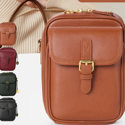 Vintage Leather Messenger Bag - Stylish Large Capacity Crossbody with Card Organizer for Effortless Daily Confidence