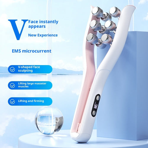 Micro-Current Face Sculpting Roller - V-Shape Facial Contouring Tool for Lifted, Defined Jawline & Reduced Puffiness