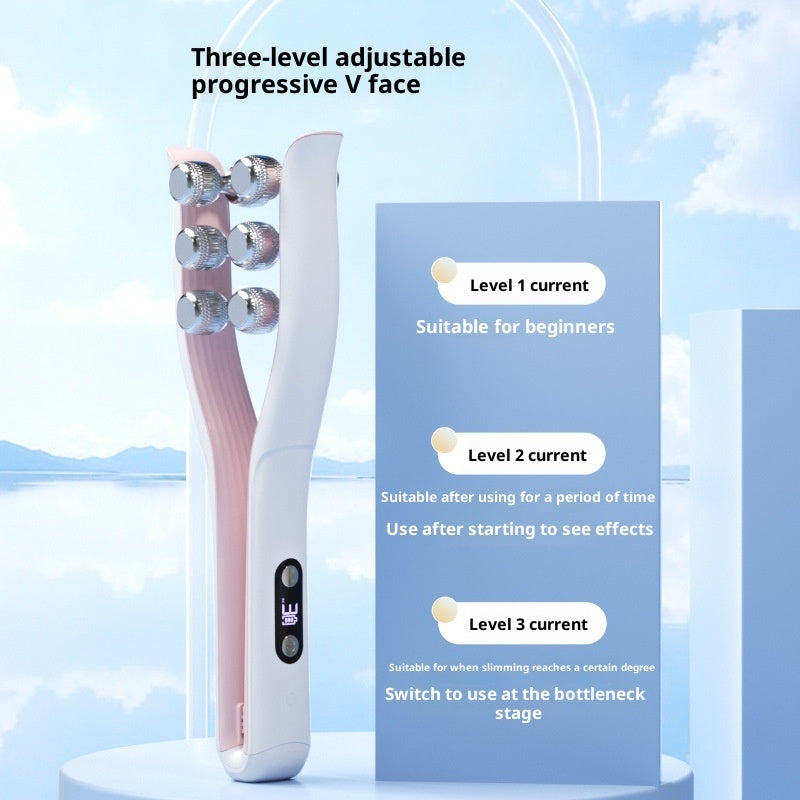 Micro-Current Face Sculpting Roller - V-Shape Facial Contouring Tool for Lifted, Defined Jawline & Reduced Puffiness