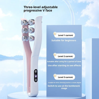 Micro-Current Face Sculpting Roller - V-Shape Facial Contouring Tool for Lifted, Defined Jawline & Reduced Puffiness