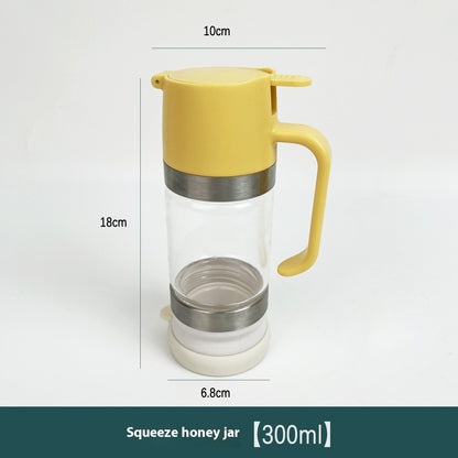 No-Drip Glass Honey Dispenser - Food-Grade Press-Type Bottle with Back-Suction Technology