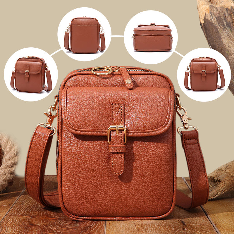 Vintage Leather Messenger Bag - Stylish Large Capacity Crossbody with Card Organizer for Effortless Daily Confidence