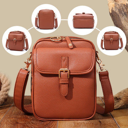 Vintage Leather Messenger Bag - Stylish Large Capacity Crossbody with Card Organizer for Effortless Daily Confidence
