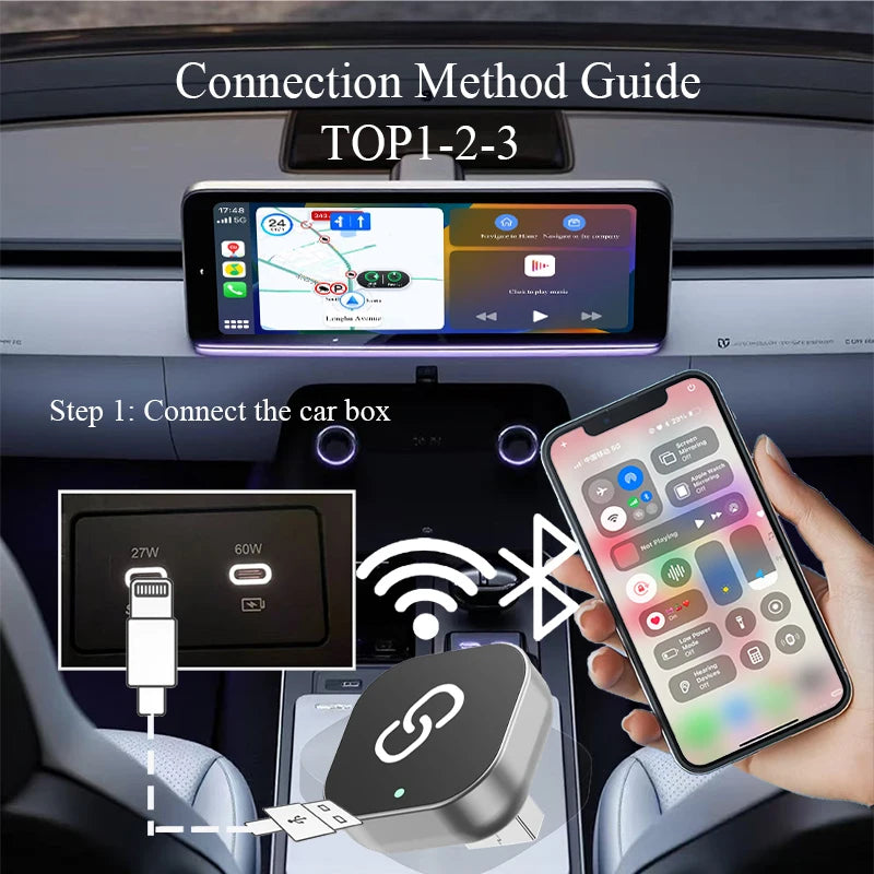 Wireless CarPlay Adapter - Plug & Play USB Dongle for iPhone Android Auto