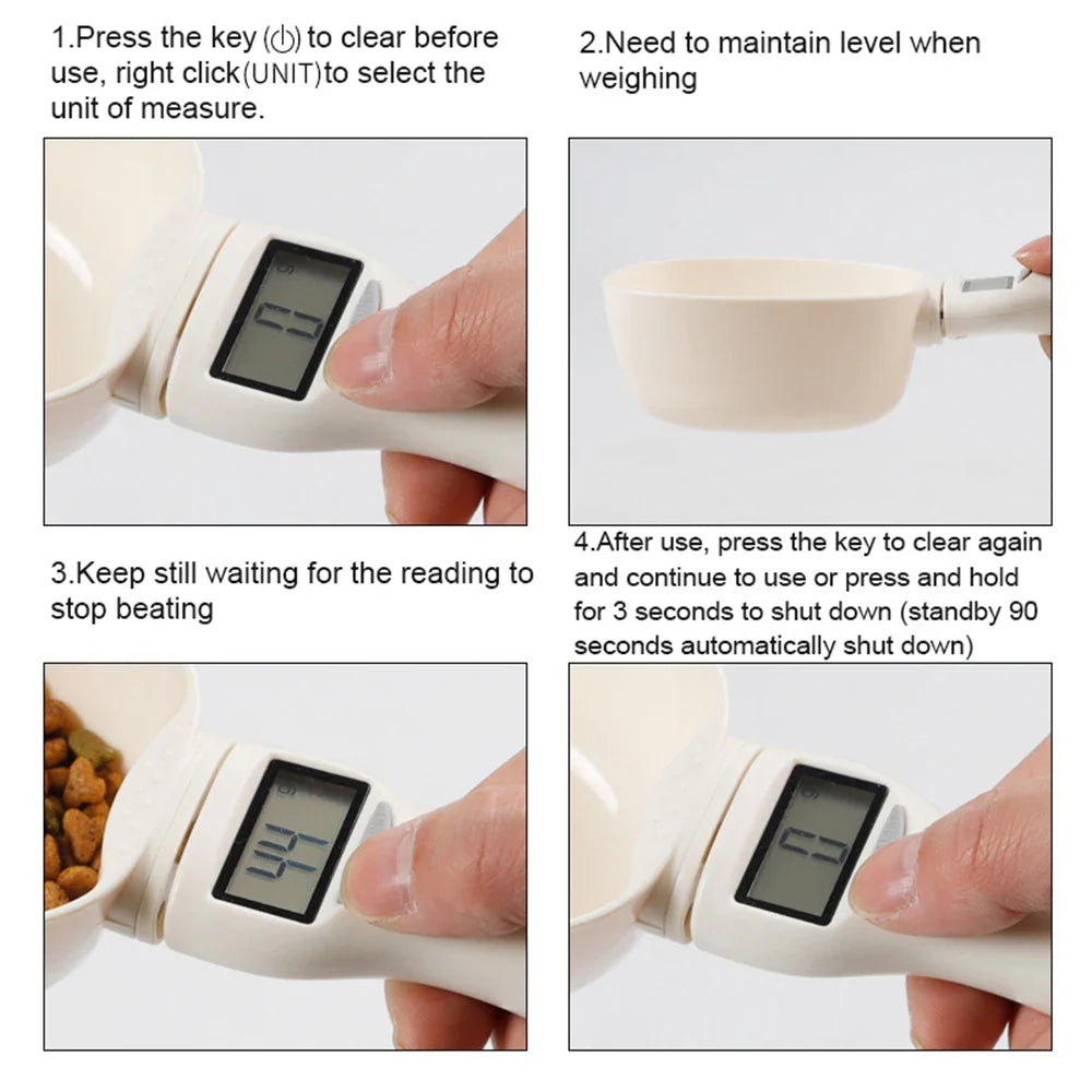 Digital Pet Food Scoop Scale with LED Display - Accurate Portion Control for Dogs & Cats
