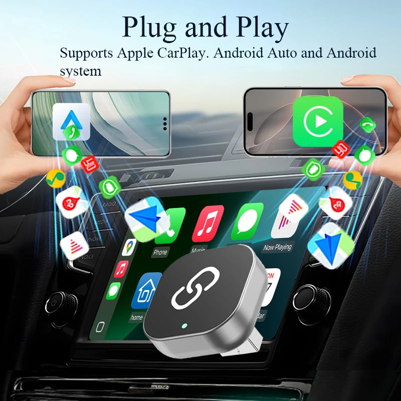 Wireless CarPlay Adapter - Plug & Play USB Dongle for iPhone Android Auto