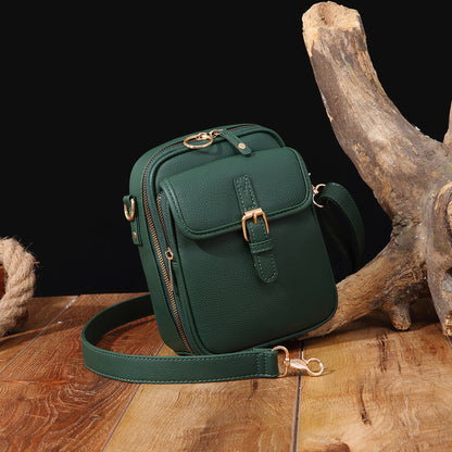 Vintage Leather Messenger Bag - Stylish Large Capacity Crossbody with Card Organizer for Effortless Daily Confidence