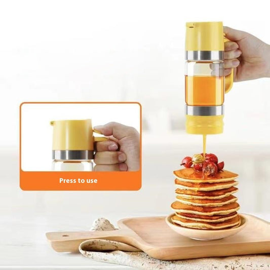 No-Drip Glass Honey Dispenser - Food-Grade Press-Type Bottle with Back-Suction Technology