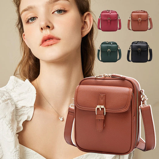 Vintage Leather Messenger Bag - Stylish Large Capacity Crossbody with Card Organizer for Effortless Daily Confidence
