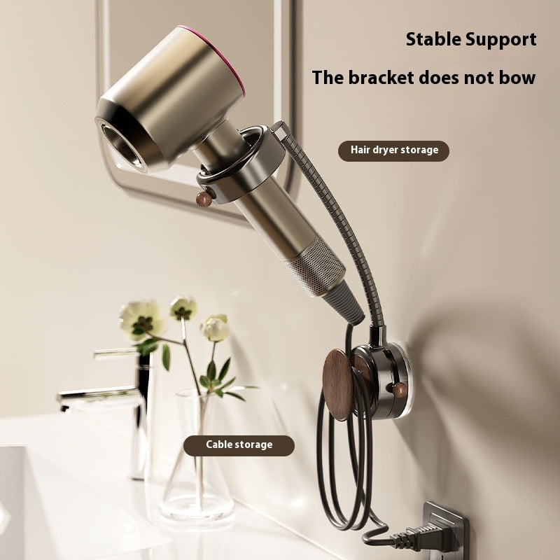 Wall-Mounted Hair Dryer Holder - No-Drill Rotating Organizer for Clutter-Free Bathroom