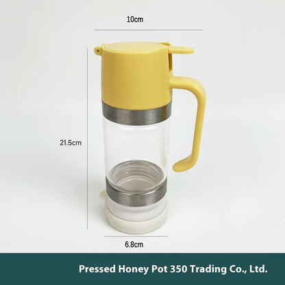 No-Drip Glass Honey Dispenser - Food-Grade Press-Type Bottle with Back-Suction Technology
